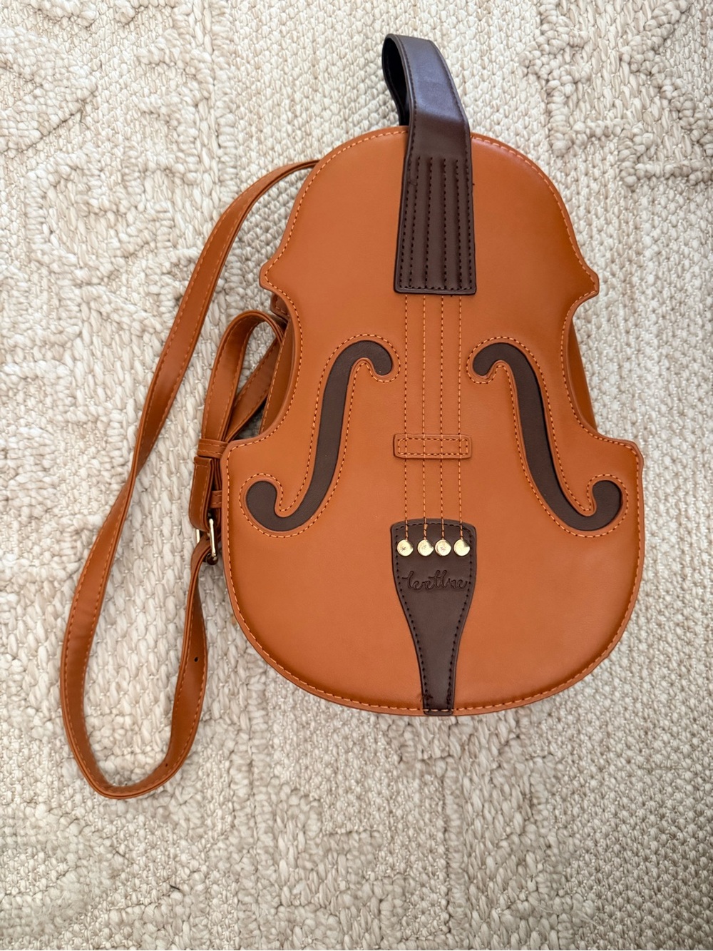 Violin Shaped Crossbody Bag Brown Mini Purse Cute Unique Music Gift